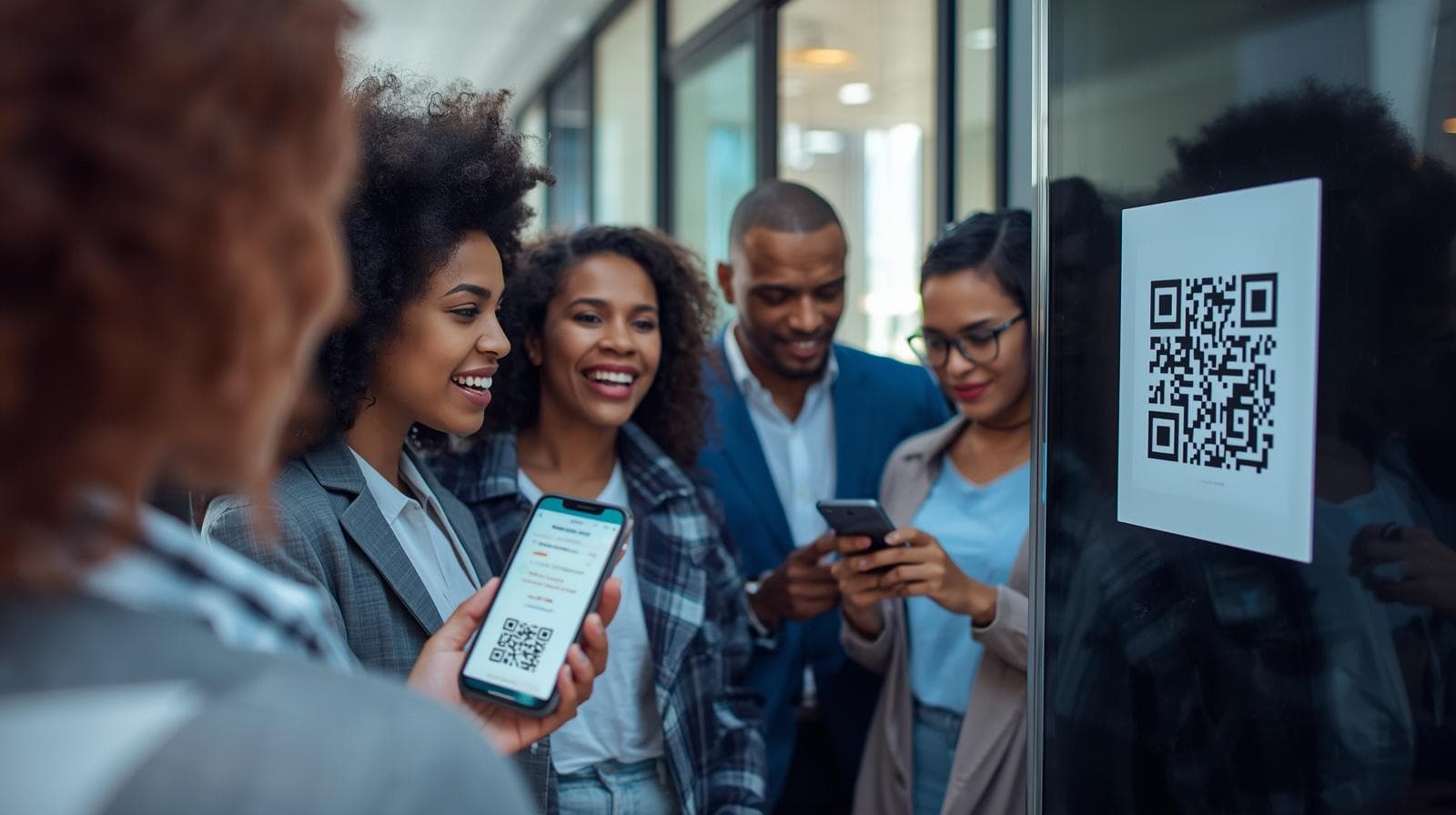 Clients scannant un QR code avec leur smartphone